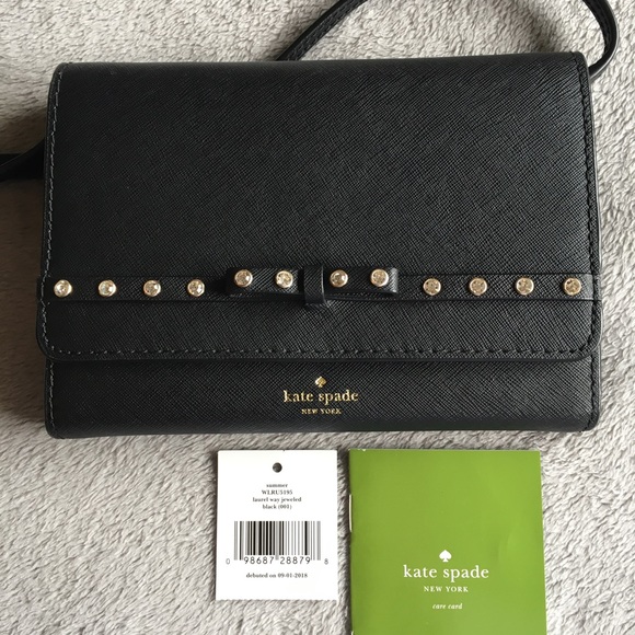 kate spade Handbags - KATE SPADE Black Laurel Way Jeweled Crossbody Bag Clutch Wallet Removable strap